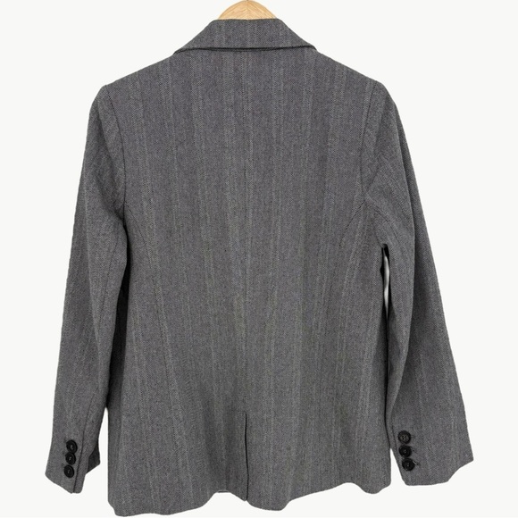 Anine Bing Becky Herringbone Cotton Oversized Blazer | Sz Medium | Grey & Black - Picture 4 of 14